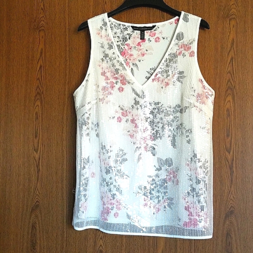 WHBM Floral Sequin Tank Top Size M